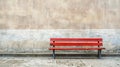 Vibrant Red Bench Against Weathered Concrete Wall Royalty Free Stock Photo