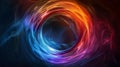 Vibrant red and blue circle flow of energy on black background. Royalty Free Stock Photo