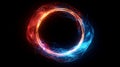 Vibrant red and blue circle flow of energy on a black background. Royalty Free Stock Photo