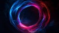 Vibrant red and blue energy flowing in circular motion on black background. Royalty Free Stock Photo