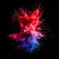 Vibrant Red Blue Powder Explosion Against Black Background Dynamic Abstract Art Royalty Free Stock Photo