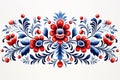 Vibrant red and blue Slovak folk embroidery