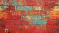Vibrant red brick wall with unique textures and artistic flair, showcasing colorful design Royalty Free Stock Photo