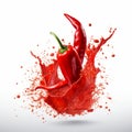 Vibrant Red Chili Pepper Splash Realism With Surrealistic Elements Royalty Free Stock Photo