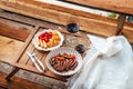 Vibrant red chili peppers and assorted spices in a wooden bowl, a fresh and healthy addition to your kitchen ingredients, Royalty Free Stock Photo