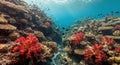 Vibrant Red Coral Reef Underwater Scene Royalty Free Stock Photo