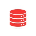 Vibrant Red Database Icon: Data Storage and Server Symbol for Web, Application, and IT Design, Illustrative Graphic Royalty Free Stock Photo