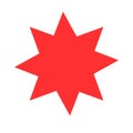 Vibrant red eight pointed star shape isolated on a clean white background Royalty Free Stock Photo