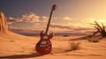 Searing Solos in the Sands: Red Electric Guitar in the Desert