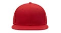 Vibrant red embroidered snapback cap with distinctive circular design Royalty Free Stock Photo