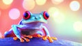 Vibrant red-eyed tree frog in colorful bokeh Royalty Free Stock Photo