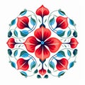 Digital Painting Of Flower Design With Red And Blue Colors Royalty Free Stock Photo