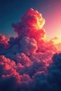 Vibrant red Fuji, cloudscape, dramatic colors, splash, clouds, digital Royalty Free Stock Photo