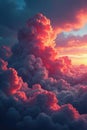 Vibrant red Fuji, cloudscape, dramatic colors, wallpaper, sunset, color Royalty Free Stock Photo