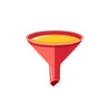 Vibrant red funnel with yellow liquid for filtering or business process illustration Royalty Free Stock Photo