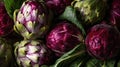 Vibrant Red and Green Artichokes Background Royalty Free Stock Photo