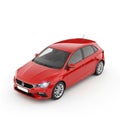 Red Hatchback Car Rendered From Above With White Background red car compact car Royalty Free Stock Photo