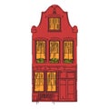 Vibrant Red House with Decorative Windows Design Royalty Free Stock Photo