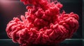 Vibrant red ink cloud explodes in water abstract fluid dynamics art Royalty Free Stock Photo