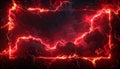Red Electric Lightning Frame Over Dark Textured Surface With Fiery Energy abstract background Royalty Free Stock Photo
