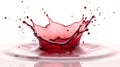 Vibrant red liquid splash crown, highspeed, isolated on white background Royalty Free Stock Photo