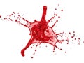 Vibrant red liquid splash with dynamic splatters isolated on white background Royalty Free Stock Photo