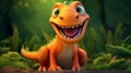 Playful Orange Dino In Lively Disney Pixar Style