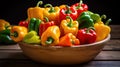 vibrant red orange yellow peppers Royalty Free Stock Photo