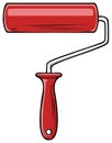 Vibrant red paint roller tool for painting and home improvement projects illustration Royalty Free Stock Photo