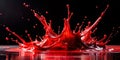 Vibrant Red Paint Splash Against a Bold Black Background A Dynamic Isolated Image Perfect for Design Projects Digital Royalty Free Stock Photo