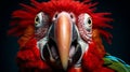 Vibrant Red Parrot: Captivating Abstract Photo With Lively Facial Expressions