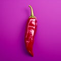 Vibrant Hot Pepper On Purple Background: Minimalistic And Ultra Detailed Royalty Free Stock Photo