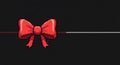 Pixel Art Red Bow on Black Background with Red String Royalty Free Stock Photo
