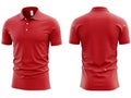 A vibrant red polo shirt showcasing both front and back views with a classic collar and button placket Royalty Free Stock Photo