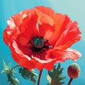 Vibrant Red Poppy Vector Artwork - Bright Floral Illustration Perfect for Modern Decor. Contemporary Floral Graphic Art. Royalty Free Stock Photo