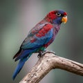 Vibrant Red Purple Blue Parrot Perched on Branch Royalty Free Stock Photo