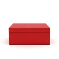A vibrant red rectangular box with a lid, standing alone against a stark white background Royalty Free Stock Photo