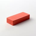 Vibrant Red Rectangular Eraser Solid Brick Isolated on White Background for Design Purposes Royalty Free Stock Photo