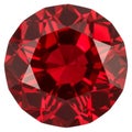 Vibrant red ruby gemstone with faceted surface isolated on white background Royalty Free Stock Photo