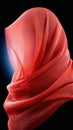 Vibrant red scarf draped on a dark background, study in contrast and texture red Royalty Free Stock Photo