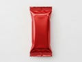 Vibrant red snack packaging on a clean white background Royalty Free Stock Photo