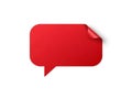 A vibrant red speech bubble with a curled edge, standing out against a white background. isolated on white background Royalty Free Stock Photo