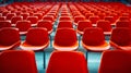 Vibrant Red Stadium Seats in Empty Arena. Generative ai Royalty Free Stock Photo