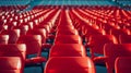 Vibrant Red Stadium Seats in Empty Arena. Generative ai Royalty Free Stock Photo
