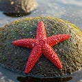 The starfish has a chunky, bumpy texture with raised nodules Royalty Free Stock Photo