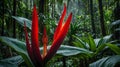 Vibrant Red Stinking Corpse Lily in Full Bloom Amidst a Lush Rainforest Setting Royalty Free Stock Photo