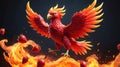 a vibrant red strawberry transformed into a fiery phoe ai generated Royalty Free Stock Photo