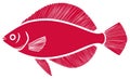 Vibrant Red Stylized Fish Illustration with Detailed Fins and Tail Royalty Free Stock Photo