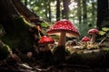 Vibrant Red toadstool forest plant. Generate Ai Royalty Free Stock Photo