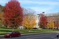 Vibrant Red Tree Fall Foliage Vermont State House Royalty Free Stock Photo